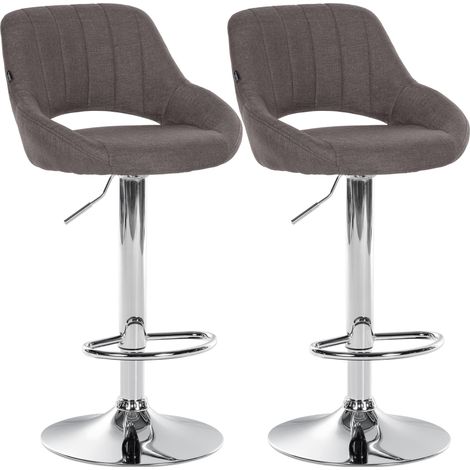 Juego de 2 taburetes de bar Milet con tapizado de tela Gris oscuro Metal cromado