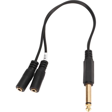 Câble répartiteur en Y double femelle 3,5 mm vers mâle 6,35 mm, câble audio TRRS mono mâle 6,35 mm vers double femelle 3,5 mm, 25 cm (9,8 pouces) (1/5)