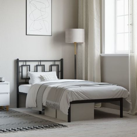 Estructura cama sin colchón con cabecero metal negro 90x190 cm vidaXL (1/5)