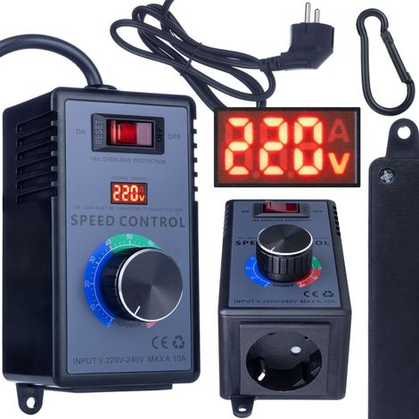Regolatore di Tensione 4000W – Controllo Preciso 0-240V AC  Display Tensione, Interruttore On/Off  Uso Universale per Motori, Riscaldatori, Lampade