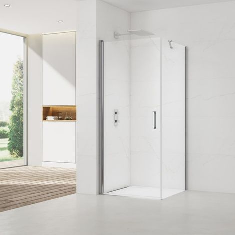 Swiss Aqua Technologies Set di porte e zanzariere a battente anti-calcare Fusion 90x100cm con profili cromati lucidi (SATFUDP90S100-SET)