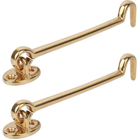 Crochet de Confidentialité en Laiton Doré, Loquet de Porte Solide Et Robuste de 6,7 Pouces, Crochet de Porte épais, Crochet de Cabine Et Loquet à œil (Laiton2Pcs)