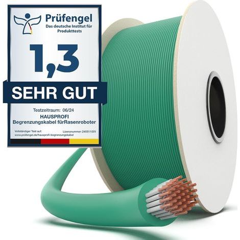 HAUSPROFI Cable Robot Tondeuse 150M Universel Compatible, Fil robot tondeuse, Câble périphérique en cuivre étamé de qualité, Câble pour robots tondeuses de Husqvarna,Worx,Gardena,Bosch,Yard Force etc (1/5)