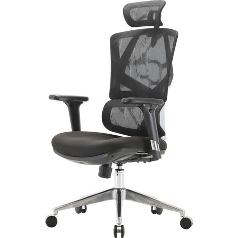 Poltrona sedia ufficio girevole ergonomica HHG-924 regolabile tessuto schienale traspirante nero (1/5)