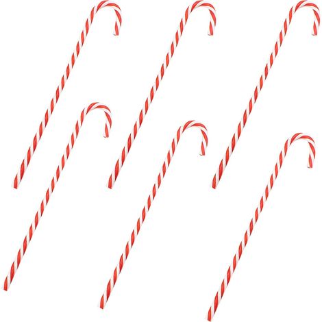 Lot de 6 bâtons de sucre d'orge torsadés en plastique - 15 cm - Décorations pour sapin de Noël - Lot de six décorations en bâtons de sucre d'orge (1/5)