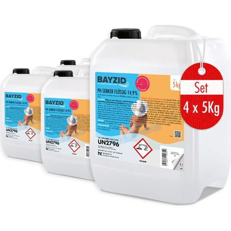 4x 5 kg BAYZID® pH Minus flüssig 14,9%