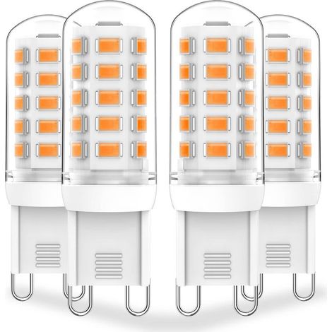 G9 ampoules LED Dimmable 3W (T4 30W 25W 20W équivalent ampoule à halogène), chaud blanc 3000K, 120V, 350LM bi épingle ou lustre mural lampes de plafond pendentives, pas clignotant 4-Pack (1/5)