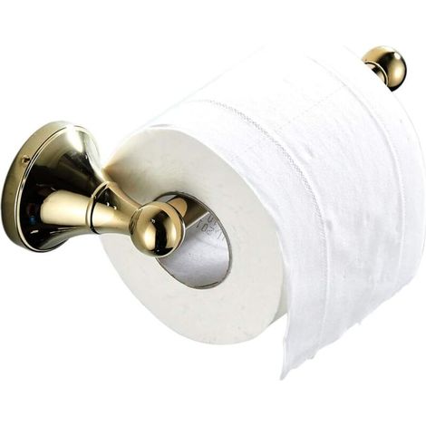 Toilet Paper Holder Kitchen Paper Holder Brass Bathroom Toilet and Kitchen Toilet Roll Holder Wall Mounted, Polished Gold (1/5)