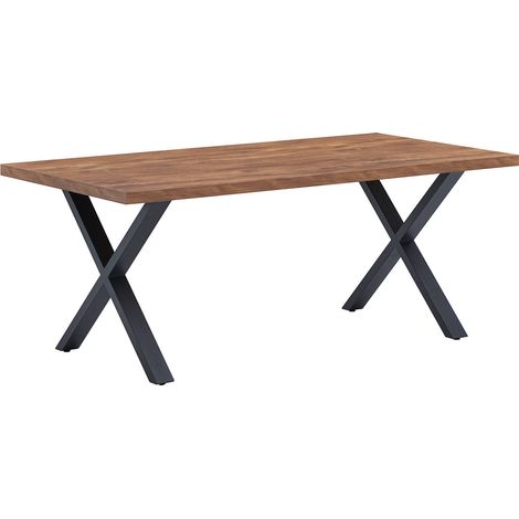 Table de salle à manger style industriel acacia/noir Winston (1/3)