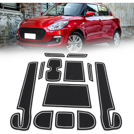 12 Pièces Tapis de Protection Noir et Blanc pour Suzuki Swift 2018-2020, Revêtement Souple pour Habitacle Avant