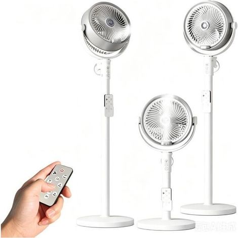 Ventilatore nebulizzatore silenzioso con ruote, 3 pale, 3 modalità, 3 velocità, funzione nebulizzante, telecomando, timer, bianco (1/5)