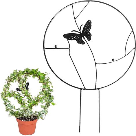 Treillis rétro en métal papillon pour plantes grimpantes, support de potager, support décoratif de fleurs en pot (1/5)