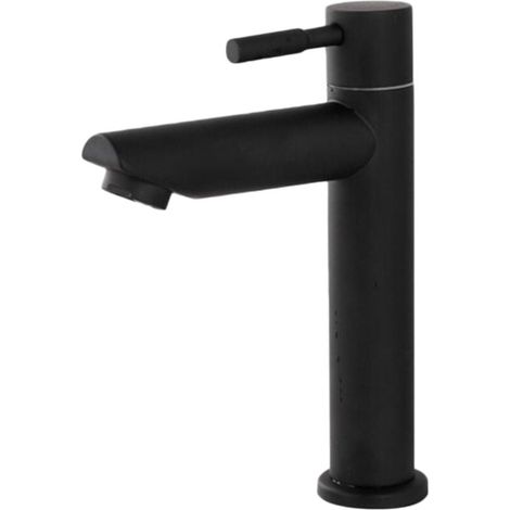 Grifo de lavabo FOREHILL fabricado en acero inoxidable negro, fácil de instalar, para uso doméstico. (1/5)