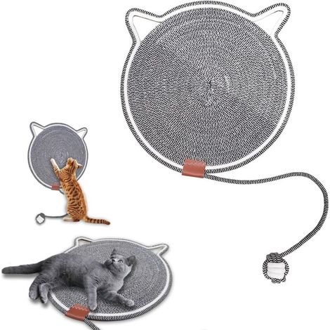 Tappetino tiragraffi per gatti, tavoletta tiragraffi per gatti, tavolette tiragraffi naturali per gatti, tappetino in sisal naturale, accessorio resistente per gatti (grigio, M-42 cm)