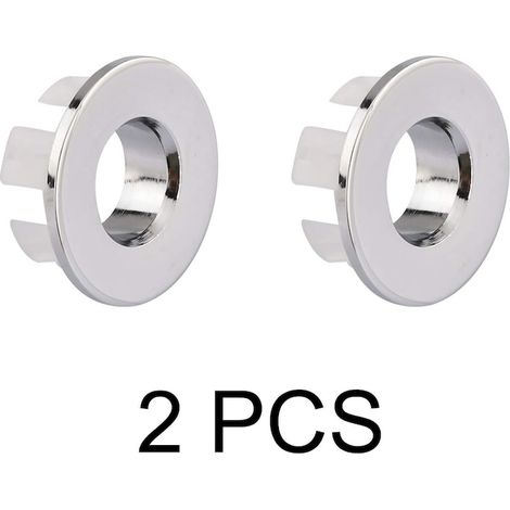 Lot de 2 joints de trop-plein d'évier en laiton, 22 et 24 mm, argentés, accessoire de plomberie cuisine (1/4)