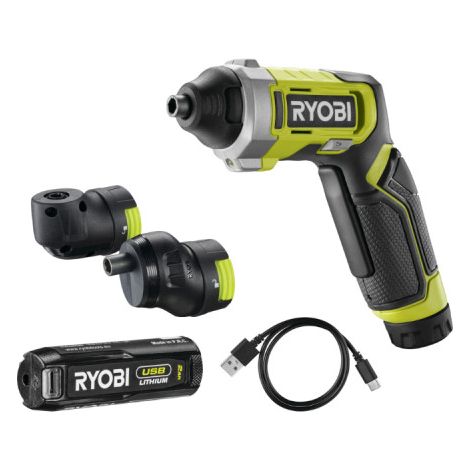 Avvitatore RYOBI 4V USB Litio - 1 batteria 2,0Ah - confezione da 10 punte - mandrino remoto - ingranaggio angolare - RSD (1/5)