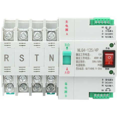 Commutateur à bascule de transfert automatique à double alimentation 400 V CA 4P 63/80/100 A (63 A) (1/5)