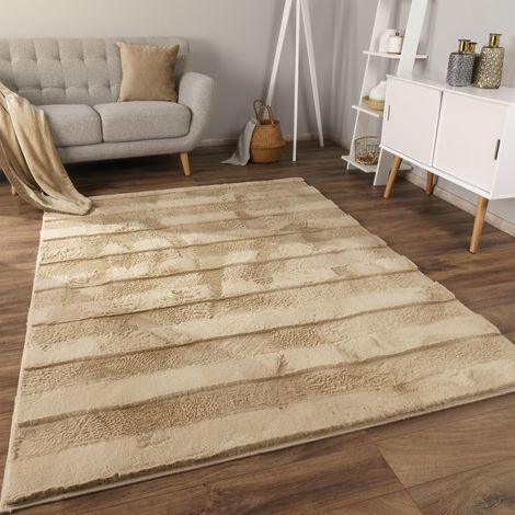 Paco Home Teppich Bubble Wohnzimmer Schlafzimmer Hochflor Fell Geometrisches Design 3D 160x220 cm, Beige 4