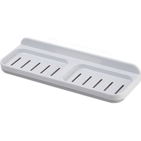 Jabonera y champú de doble compartimento, estante de almacenamiento de doble capa, soporte para jabón de cocina y baño, soporte para esponja de pared, 1 jabonera (blanca) (1/5)