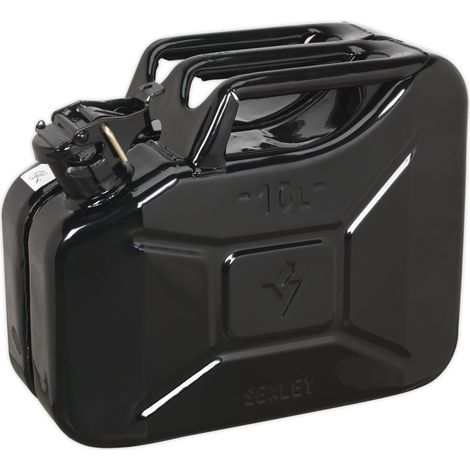 SEALEY JERRY CAN FUEL BLACK 10 LITRE METAL PETROL DIESEL 10L CONTAINER JC10B