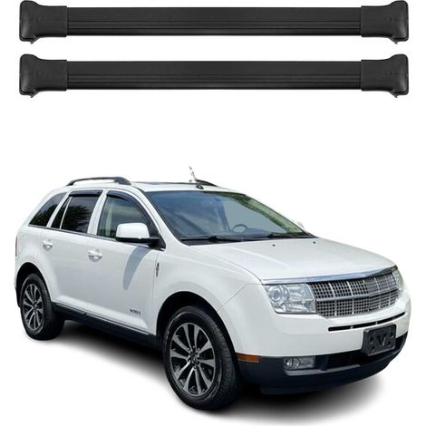 OMAC Barres de toit en aluminium pour Lincoln MKX mk2 2016-2018 – TÜV / DIN 75302:2019 – Charge max 75 kg – 2 barres Noir (1/4)