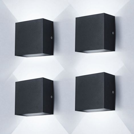 BOMCLAP Lot de 4 appliques murales LED en aluminium, Lampe d'intérieur LED à économie d'énergie, blanc froid 6000K (1/5)