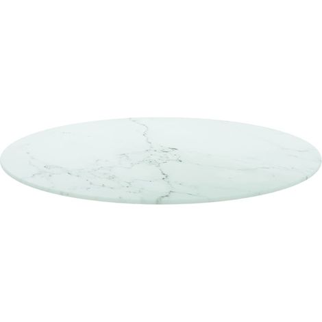 Maison Exclusive - Dessus de table blanc Ø60x0,8cm verre trempé avec design marbre