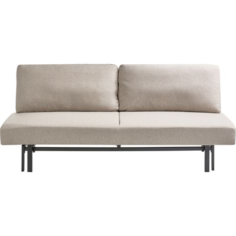 Sofá cama tapizado en tela repelente al agua sin reposabrazos cojines del respaldo con fundas extraíbles patas de hierro beige Roykka