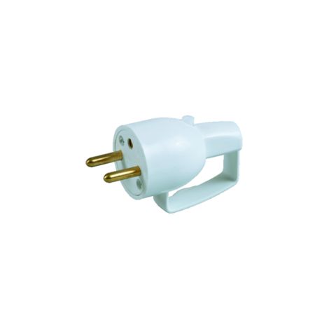 fiche male 16a 2p+t en plastique avec anneau extraction blanc