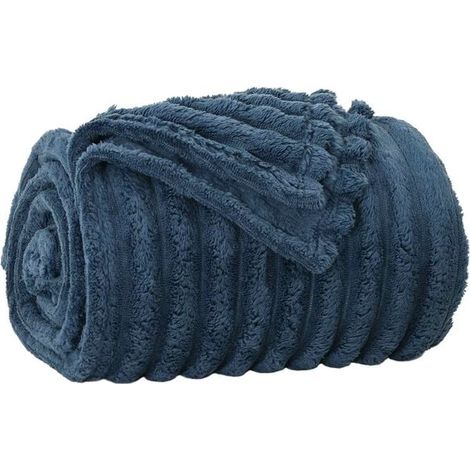 Couverture en laine bleu marine, 150 x 130 cm (1/5)