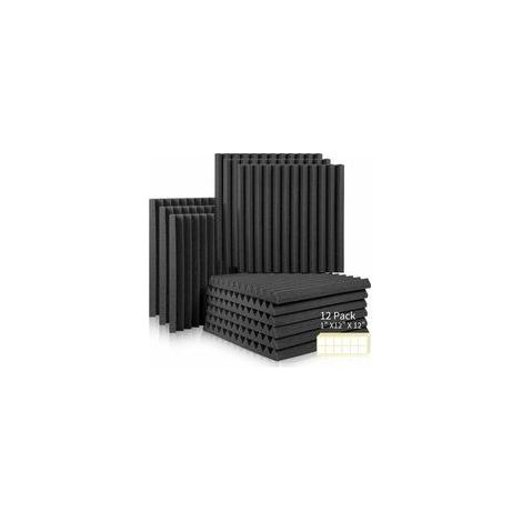 (30 x 30 x 2,5 cm) Paquet de 12 panneaux en mousse insonorisants, panneaux acoustiques en mousse anti-bruit, ignifuges auto-adhésifs, pour podcasting, studio d'enregistrement, bureau, adhésif double f (1/5)