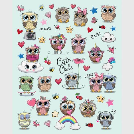 Sticker - Hiboux mignons - 14x20 cm (1/4)
