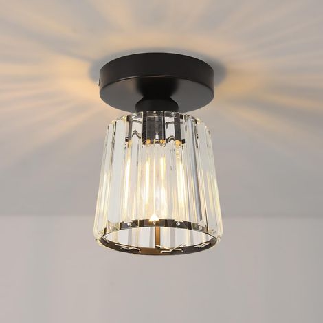 Black Crystal Chandelier, E27 Corridor Mini Chandelier, Interior Lights Ø135mm, Led Ceiling Light for Corridor, Small Bedroom, Dining Room (1/5)