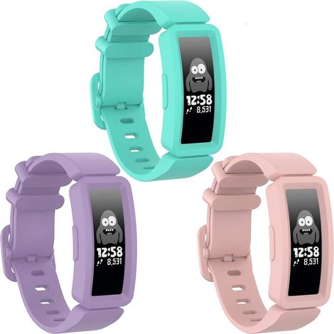 Compatible avec les bracelets Fitbit Ace 2 pour enfants de 6 ans et plus, bracelet de montre de rechange en silicone souple, bracelets de sport colorés pour Fitbit Ace 2 (garçons et filles). (1/5)