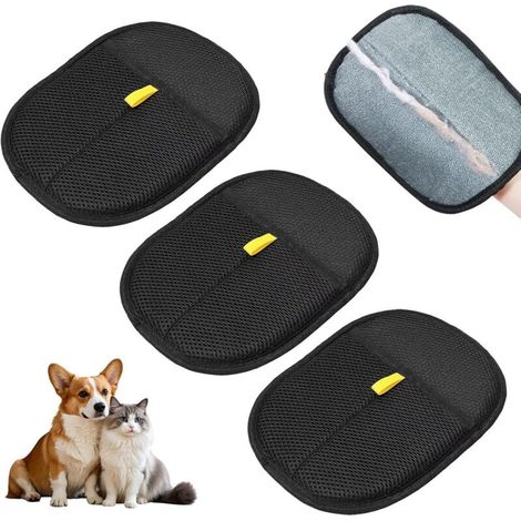Gant Anti-poils pour Animaux – 3 Pièces, Double Face Antistatique, Idéal pour Chat et Canapé, Démêlage & Nettoyage Efficace