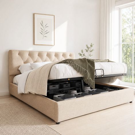 Lit coffre 160x200 avec matelas et tête de lit réglable HAVRYA (1/5)