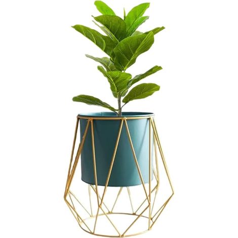 Support à plantes en métal pour plantes succulentes avec pot de fleurs, support en métal pour intérieur et extérieur (vert)