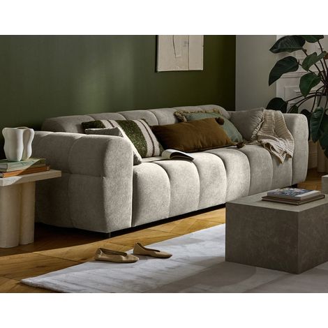 Ray - 3-sitzer einzelsofa aus strukturiertem stoff - grau