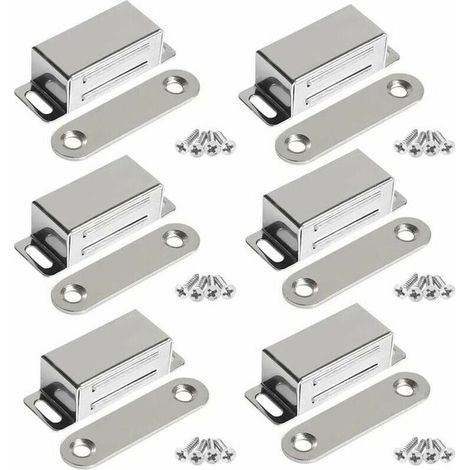 Furniture Door Magnets, 10kg Strong Stainless Steel Magnets for Door Cabinets (6 Pack with Screws) (1/5)