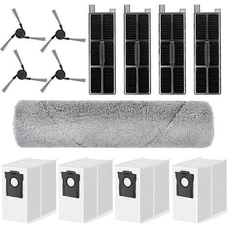 Kits de pièces de rechange pour aspirateur robot Mova Z50 Ultra/Z5/Z5 Pro Ultra : lingette de nettoyage à rouleau, brosse latérale, filtre et sac à poussière.