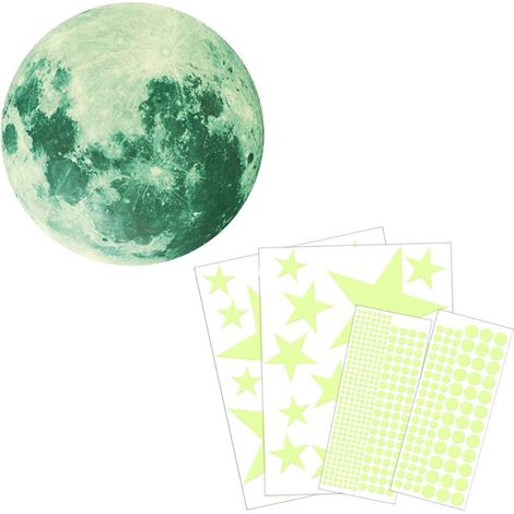 435 Points Lune et Etoiles phosphorescentes Stickers Muraux fluorescents Lumineux Autocollant Plafond pour Décoration de Chambre d'e (1/5)