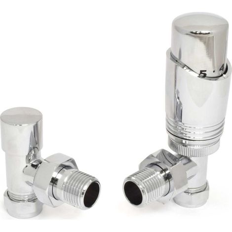 West Delta Angled TRV Thermostatic Radiator Valve and Lockshield - Chrome (1/5)