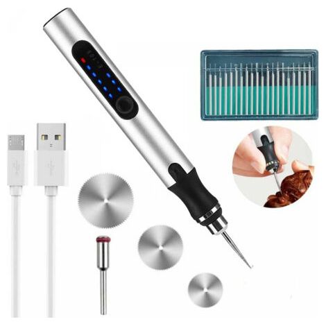 Stylo graveur électrique, outil de gravure, mini outil de gravure DIY, pour fournitures de bricolage, papeterie, école, bijoux, métal, verre, pierre, plastique, bois (1/5)