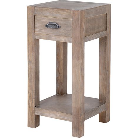 Haldon Collection Large 1 Drawer Lamp Table - Wood - L40 x W40 x H90 cm - Brown