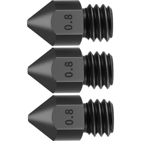 3 Stück gehärtete Stahldüsen 0,4 mm für 1,75-mm-Filament für Creality Ender 3/CR-10/CR-10S Pro/TEVO Tar-0 8 mm – Schwarz