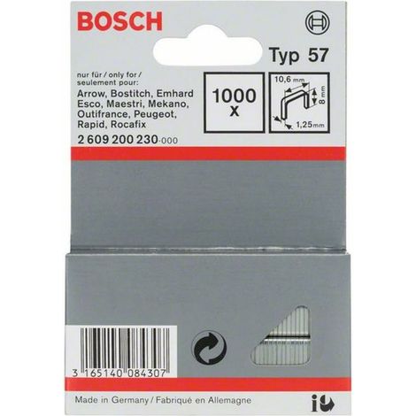 Bosch Accessories 2609200230 Flachdrahtklammern Typ 57 1000 St. Abmessungen (L x B) 8 mm x 10.6 mm