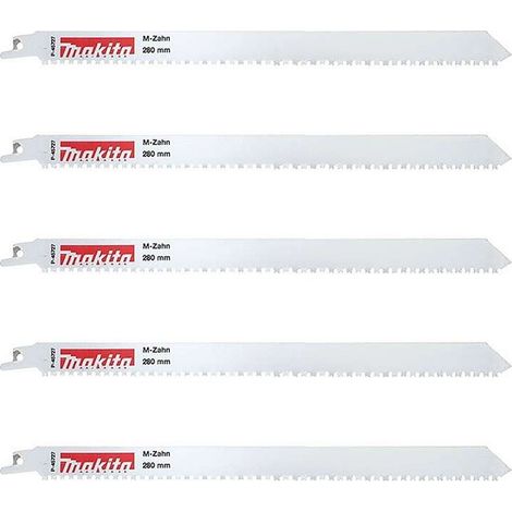 Makita – Lame de scie sabre lot de 5 – P45727 – 280 mm pour coupe rapide métal et bois – Dents bimétalliques innovantes