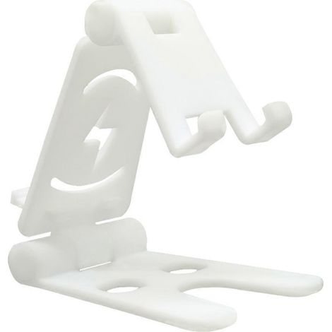 Support double pour téléphone en plastique, support de bureau pliable et créatif, support multifonction pour téléphone portable et tablette (blanc)