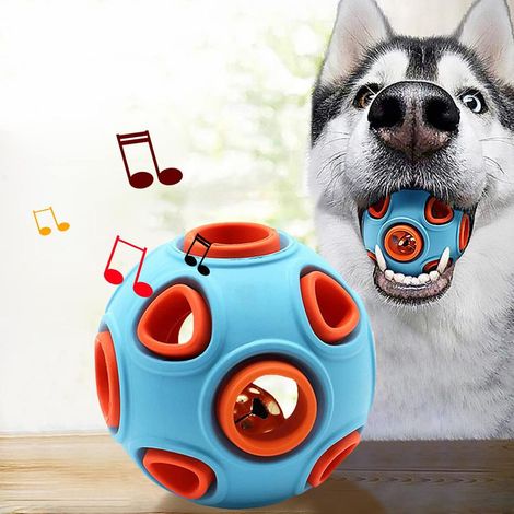 Balle élastique pour chien, résistante aux morsures, avec clochette, en caoutchouc. Jouet idéal pour les chiens. (1/5)