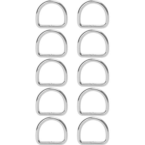 10 Anneaux D en Acier Inoxydable 316 Soudés Sans Soudure, Boucles D en Matériel pour Planche Surf Kayak, 6mm 45x37x6mm (1/5)
